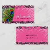 311ピンクの孔雀のレース 名刺 (正面/裏面)