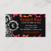 311ピンクの火のヒョウおよびレース 名刺 (裏面)