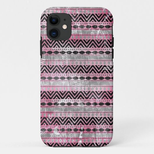 311ピンクの灰色の黒くアステカな質 Case-Mate iPhoneケース (裏面)