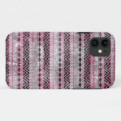 311ピンクの灰色の黒くアステカな質 Case-Mate iPhoneケース (裏面(横))