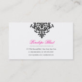 311ピンクの送風ダマスク織のHottのピンク 名刺 (裏面)