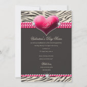 311ピンクの魅力的なハートのバレンタインデー 招待状 (正面)