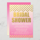 311ピンクグラデーションブライダルシャワーハート 招待状 (正面/裏面)