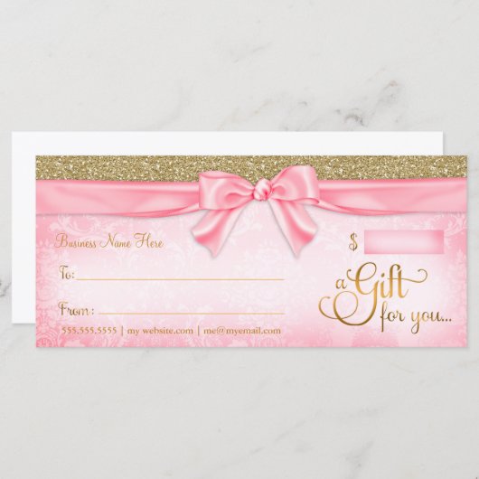 311ピンクフェイクグリッター贈与証 (正面/裏面)