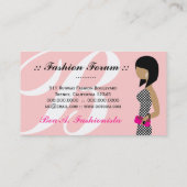 311ファッショニスタ粉私の鼻のピンクの黒い髪ボブ 名刺 (裏面)