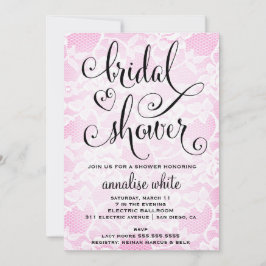 311ブライダルシャワーのピンクのレースのシャワーの招待状 招待状