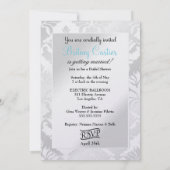 311ブライダルシャワーアクアメタリックダマスク 招待状 (裏面)