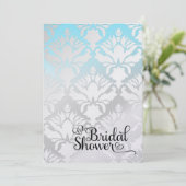 311ブライダルシャワーアクアメタリックダマスク 招待状 (スタンド正面)
