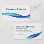 311プロフェッショナルウェーブビジネスカードブルーホワイト 名刺 (正面/裏面)