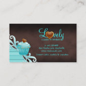 311ベーカリーカップケーキチョコレートブルー渦巻き茶色 名刺 (裏面)