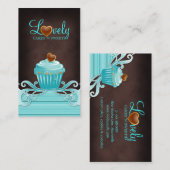 311ベーカリーカップケーキチョコレートブルー渦巻き茶色 名刺 (正面/裏面)