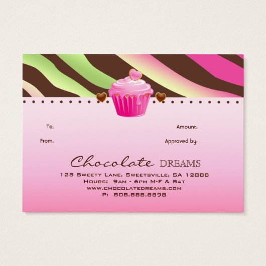 311ベーカリーギフトカード証明書チョコレートカップケーキ (裏面)