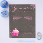 311ベーカリーチラシカップケーキピンクフローラハートブラウン チラシ (シングル)