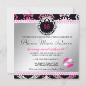 311ホートハートホットピンクリップダマスクメタル 招待状 (裏面)