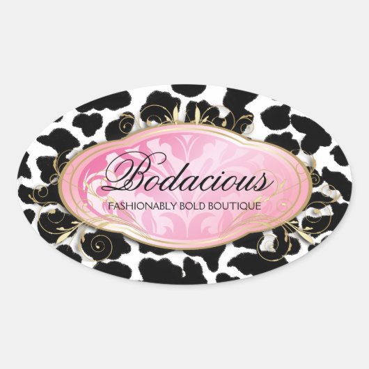 311ボディブティックleopardスポット 楕円形シール (正面)