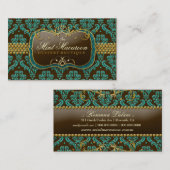 311ミントのMacaroonのダマスク織 名刺 (正面/裏面)