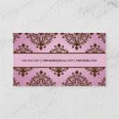 311メルセデスピンク及びチョコレートダマスク織 名刺 (裏面)