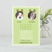 311モスグリーンペットアントラーホリデーフォトカード シーズンカード (スタンド正面)