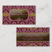 311ラズベリーのMacaroonのダマスク織 名刺 (正面/裏面)
