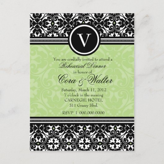 311ラッシーライムダマスク招待状 インビテーションポストカード (正面)