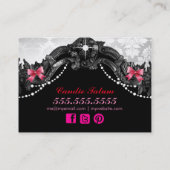 311リンゴ飴の不思議の国の白のダマスク織 名刺 (裏面)