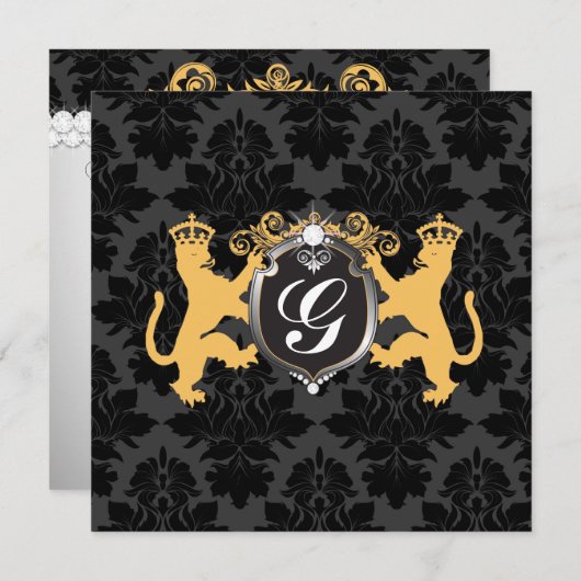 311ルクセライオンヘラルドリーイエローベビーシャワー 招待状 (正面/裏面)