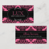 311ローズピンクのルクスのダマスク織 名刺 (正面/裏面)