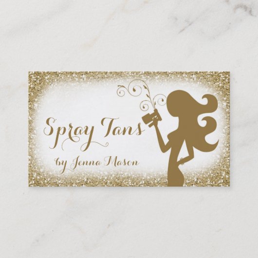 311ヴィンテージの魅力的で白いスプレーのタンの女の子のグリッター 名刺 (正面)