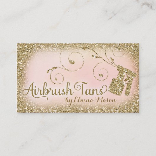 311ヴィンテージの魅力的なエアブラシのタンの金ゴールドのグリッターのピンク 名刺 (正面)