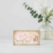 311ヴィンテージの魅力的なスプレーのタンの金ゴールドのグリッターのピンク 名刺 (スタンド正面)