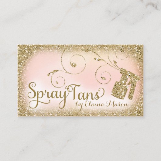 311ヴィンテージの魅力的なスプレーのタンの金ゴールドのグリッターのピンク 名刺 (正面)