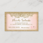 311ヴィンテージの魅力的な金ゴールドのグリッターのピンク 名刺 (裏面)