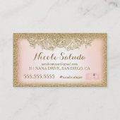311ヴィンテージの魅力的な金ゴールドのグリッターのピンク 名刺 (裏面)