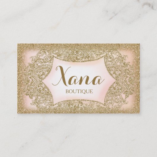 311ヴィンテージの魅力的な金ゴールドのグリッターのピンク 名刺 (正面)