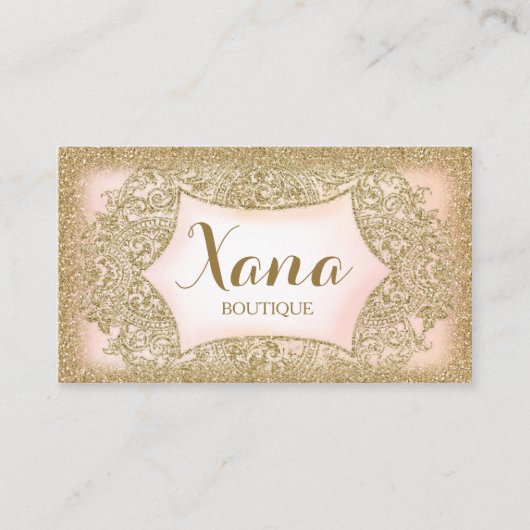 311ヴィンテージの魅力的な金ゴールドのグリッターのピンク 名刺 (正面)