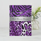 311上品のアニマルプリントの金属銀 招待状 (スタンド正面)