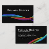 311人のプロフェッショナルの虹の波の名刺の黒 名刺 (正面/裏面)