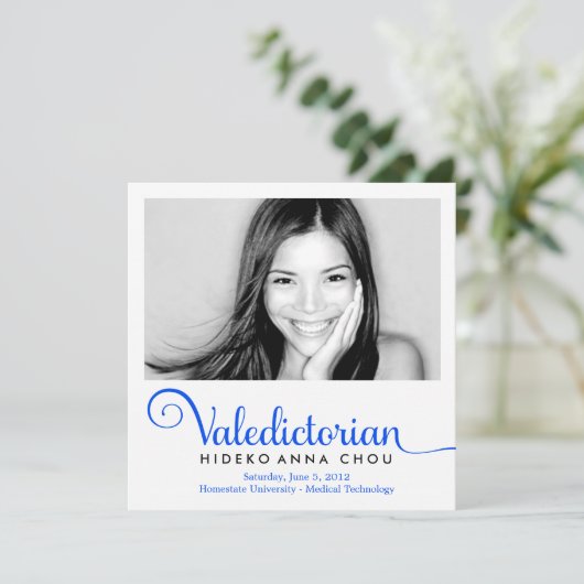 311人の卒業生総代の電気青い卒業 案内状 (スタンド正面)