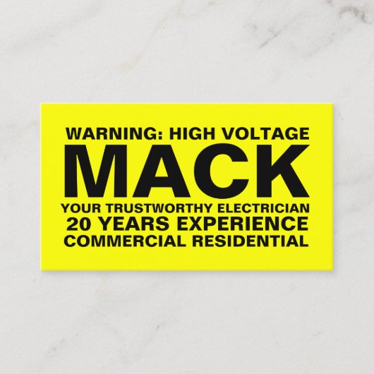 311人の電気技師の黄色い不朽カード 名刺 (正面)