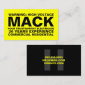 311人の電気技師の黄色い不朽カード 名刺 (正面/裏面)