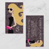 311人の飛行士のファッショニスタブロンドのショッキングピンクのダマスク織 名刺 (正面/裏面)