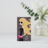 311人の飛行士のファッショニスタブロンドのショッキングピンクのダマスク織 名刺 (スタンド正面)