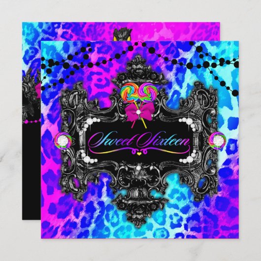 311個のキャンデーの不思議の国のヒョウの菓子16 招待状 (正面/裏面)