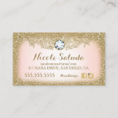 311個のダイヤモンドのヴィンテージの魅力的な金ゴールドのグリッターのピンク 名刺 (裏面)