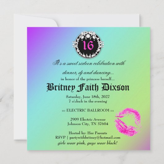 311個のダイヤモンドの円形浮彫りのヒョウのアメジストの虹 招待状 (裏面)