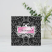 311個の魅力的なピンクの灰色のダマスク織のダイヤモンド 招待状 (スタンド正面)