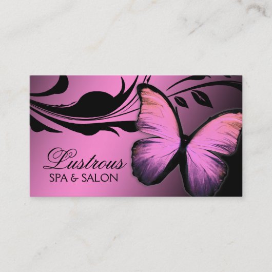 311光沢がある蝶ピンクのふくれっ面 名刺 (正面)