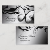 311光沢がある蝶白黒 名刺 (正面/裏面)