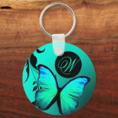 311光沢バタフライターコイズブルー キーホルダー (正面)