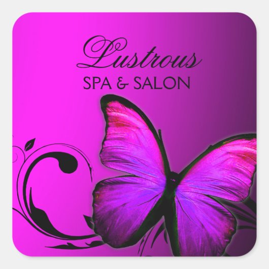 311光沢バタフライピンクパープル スクエアシール (正面)